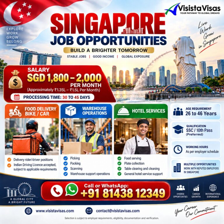 Singapore job opportunities in hotel, warehouse and food delivery sectors